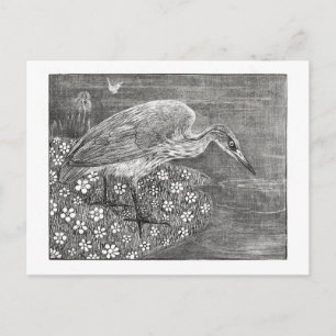 Heron - Theo van Hoytema - Vintage Kunst Postkarte