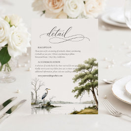 Heron Toile Country Calligraphy Wedding Details  Begleitkarte