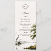 Heron Toile Country Monogram Wedding Flat Menu Menükarte (Vorderseite)