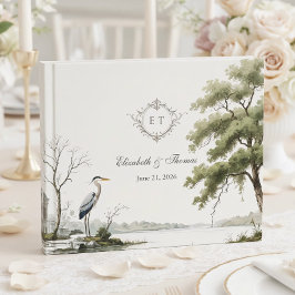 Heron Toile French Country Monogram Wedding Gästebuch