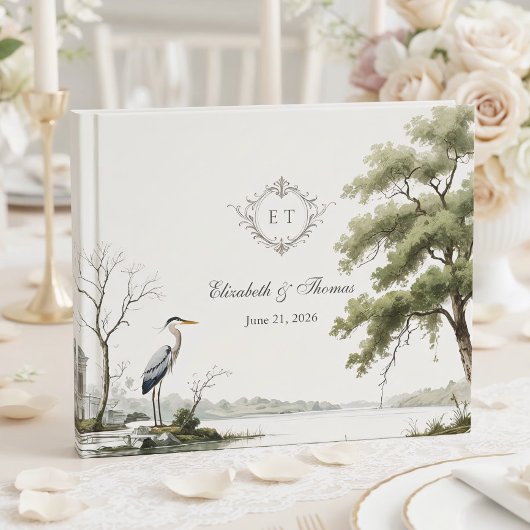 Heron Toile French Country Monogram Wedding Gästebuch