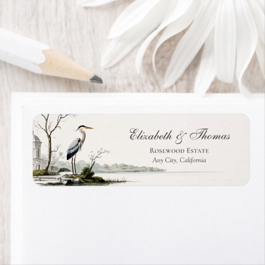 Heron Toile French Country Return Address Label (Insitu)