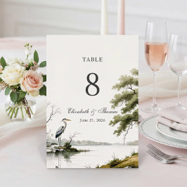Heron Toile French Country Wedding Tischnummer