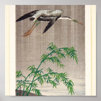 Heron und Bamboo von Seitei Watanabe 1851-1918 Poster
