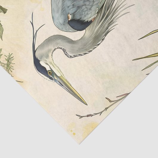 Heron und Blume Decoupage Seidenpapier (Ausschnitt)