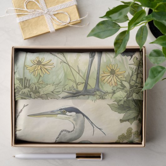 Heron und Blume Decoupage Seidenpapier (Geschenk)