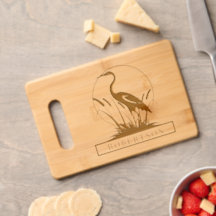 Heron und Cattails Holzspanplatte