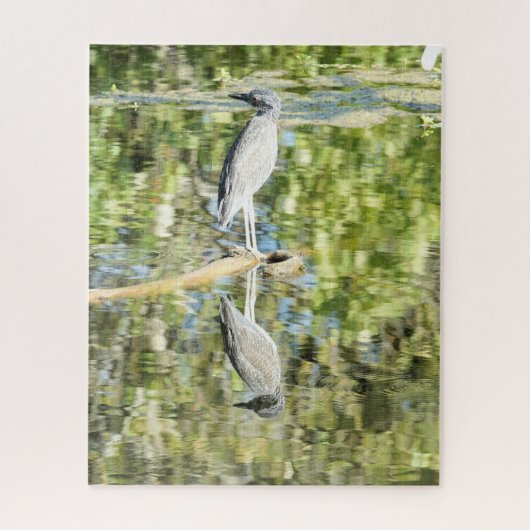Heron (und Reflektion am Teich; Natur Puzzle (Vertikal)