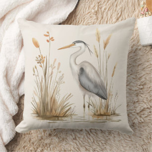 Heron und Rushes Beige Kissen