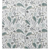 Heron und Swamp Pflanze Grau Monochrom Duschvorhang (Vorderseite)