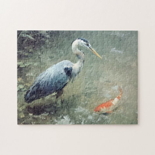 Heron und Vibrant Koi Fish Puzzle (Horizontal)