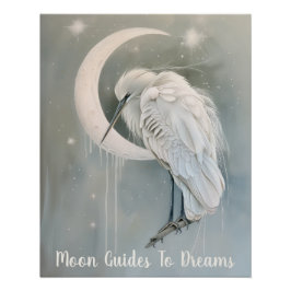 Heron-Vogelbaby auf dem Mond Poster