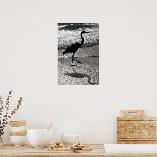 Heron Walking on Shore Poster (Küche)