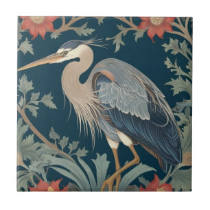 Heron William Morris Links Sea Marine Bird Fliese
