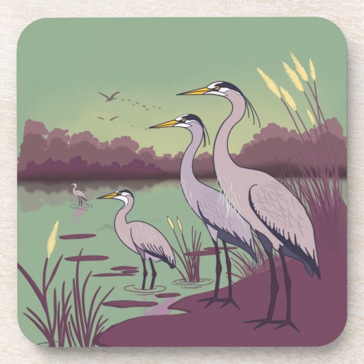 Herons by the Lake Getränkeuntersetzer (Vorderseite)