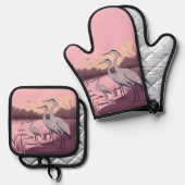 Herons by the Lake Ofenhandschuh & Topflappen-Set (Vorderseite/Rückseite)