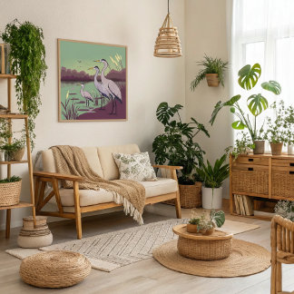 Herons by the Lake Poster