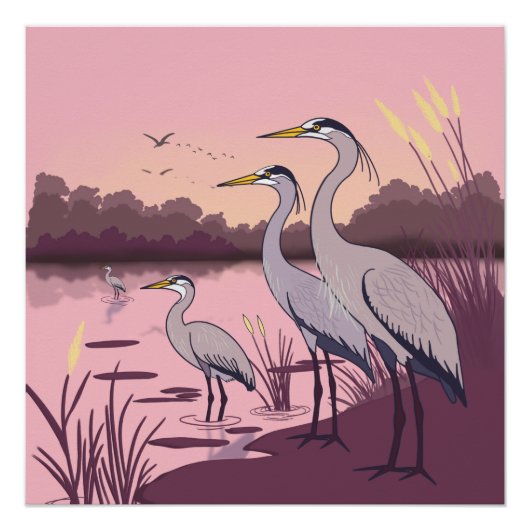 Herons by the Lake Poster (Vorderseite)