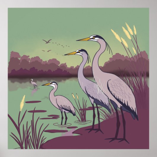 Herons by the Lake Poster (Vorne)