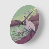 Herons by the Lake Runde Wanduhr (Winkel)