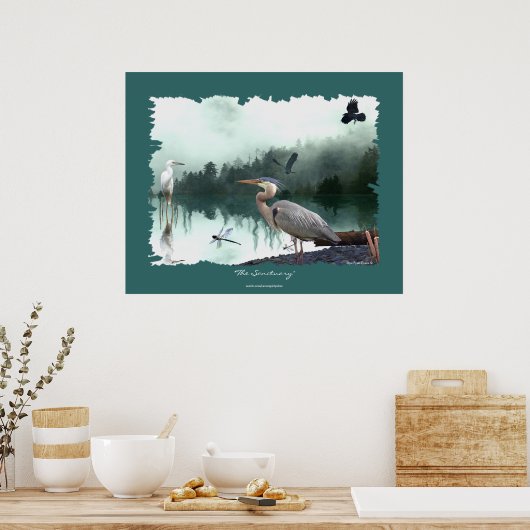 Herons, Egret, Krähen, Libellen, Wilderness Art Poster (Küche)