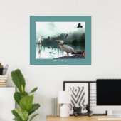 Herons, Egret, Krähen, Libellen, Wilderness Art Poster (Heimbüro)