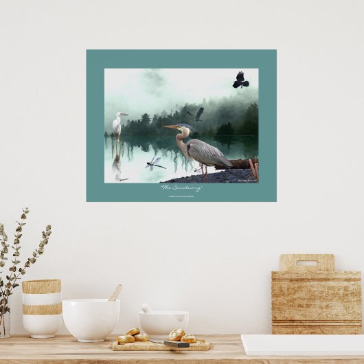 Herons, Egret, Krähen, Libellen, Wilderness Art Poster (Küche)