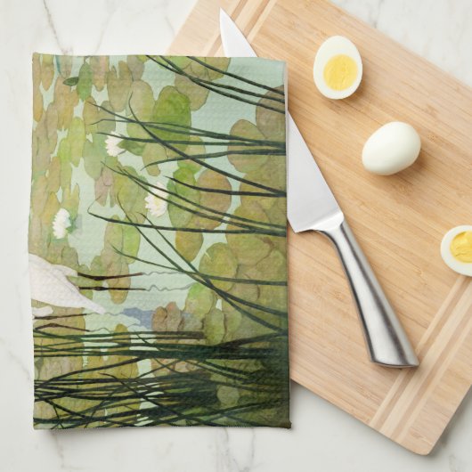 Herons im Sommer von Newell Convers Wyeth Geschirrtuch (Viertel Falte)