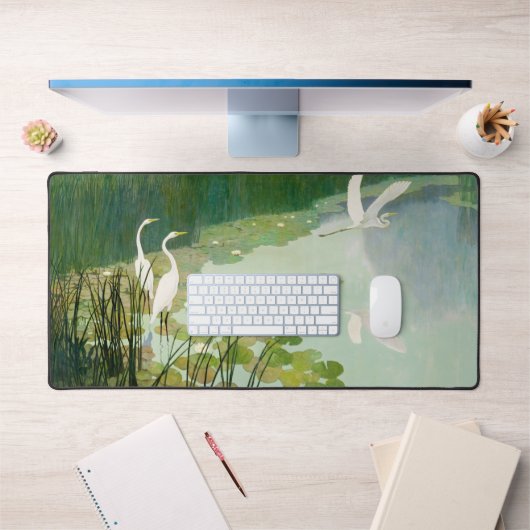 Herons im Sommer von Newell Convers Wyeth Schreibtischunterlage (Büro 1)