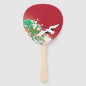 Herons und Dahlias japanisches Design / Fächer (Rückseite)