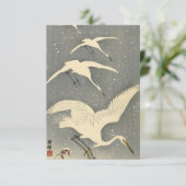 Herons von Ohara Koson in Snow Dankeskarte (Stehend Vorderseite)