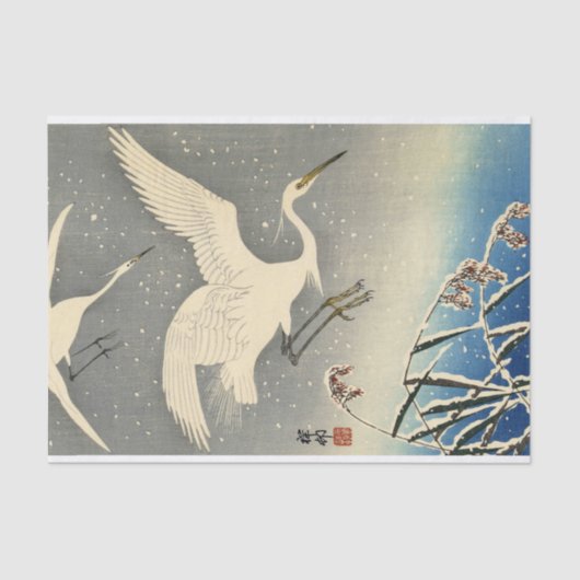 Herons von Ohara Koson in Snow Seidenpapier (Vorderseite)