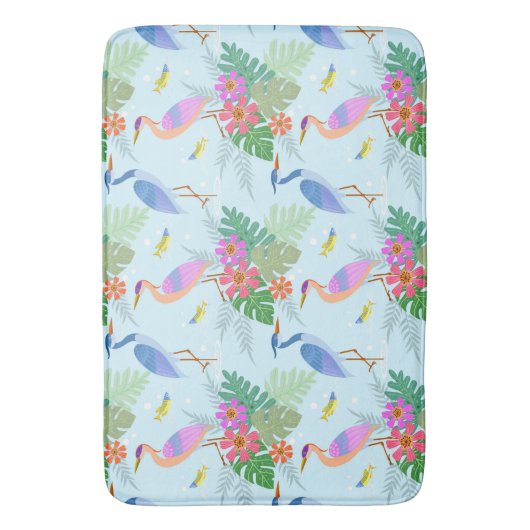 Heronvogel mit Blume Badematte (Vorderseite Vertikal)