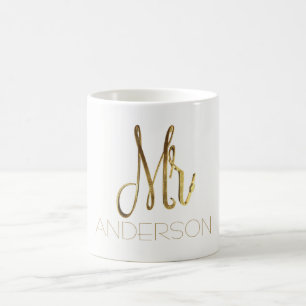 Herr Add Name Mister Gold Elegante Typografie Kaffeetasse