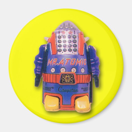 Herr Atomic Toy Robot Round Magnet (Vorne)