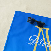 Herr Beach Wedding Hearts in Sand Family Monogram  Strandtuch (Beispiel)