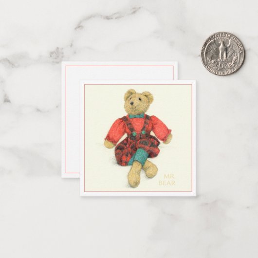 HERR BEAR 2,5" Square Flat Card Mitteilungskarte (Vorderseite/Rückseite Beispiel)