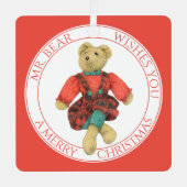 HERR BEAR Aluminium Square Ornament + Text Aus Metall (Vorderseite)