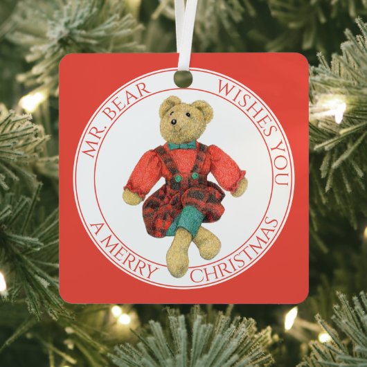 HERR BEAR Aluminium Square Ornament + Text Aus Metall (InSitu)