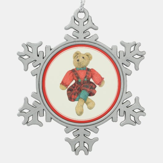 HERR BEAR Pewter Snowflake Ornament (Vorderseite)