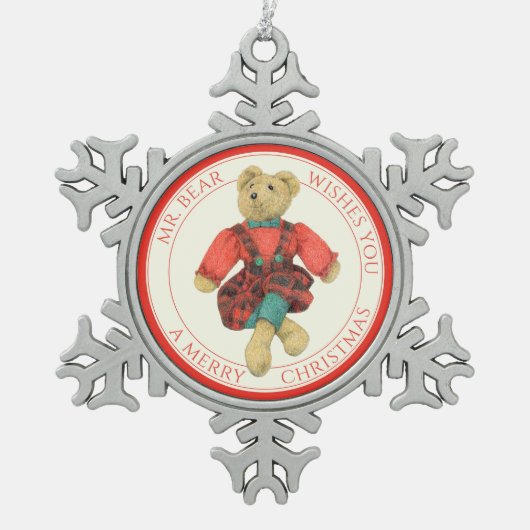 HERR BEAR Zinnschneefleckchen Ornament + Text (Vorderseite)