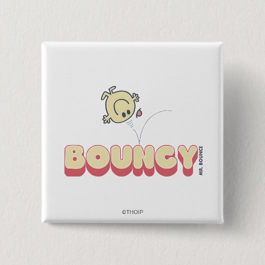 Herr Bounce Bouncing auf seinem Kopf Button (Vorderseite)