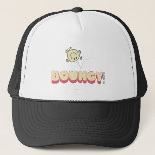 Herr Bounce Bouncing auf seinem Kopf Truckerkappe