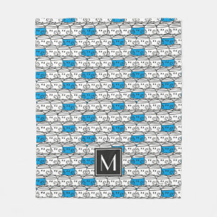 Herr Bump Blaues Muster Monogramm Fleecedecke