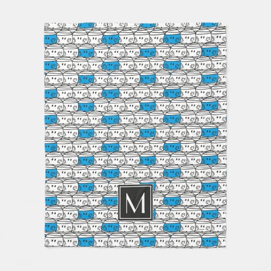 Herr Bump | Blaues Muster | Monogramm Fleecedecke (Vorderseite)
