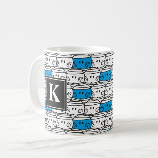 Herr Bump | Blaues Muster | Monogramm Kaffeetasse (Vorderseite Links)