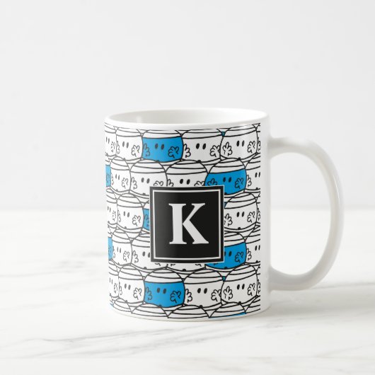 Herr Bump | Blaues Muster | Monogramm Kaffeetasse (Rechts)