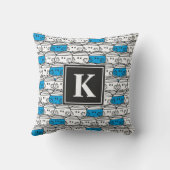 Herr Bump | Blaues Muster | Monogramm Kissen (Rückseite)