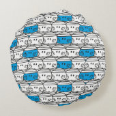 Herr Bump | Blaues Muster Rundes Kissen (Rückseite)