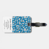 Herr Bump | Blaues Verwechslungsmuster Gepäckanhänger (Rückseite horizontal)